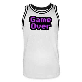  Game Over Pixel Retro - Männer Basketball-Trikot - Weiß/Schwarz - Vorne - AI Model Male 185 dark (185cm)