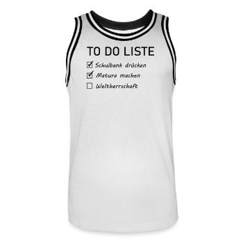 Matura Spruch  - Männer Basketball-Trikot - Weiß/Schwarz - Vorne - AI Model Male 185 dark (185cm)