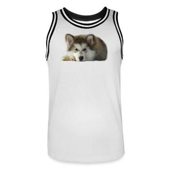 Maia Malamute Puppy - Men's Basketball Jersey - white/black - Front - AI Model Male 185 dark (185cm)