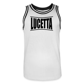 Lucetta T-Shirt T-Shirt Geschenkidee - Männer Basketball-Trikot - Weiß/Schwarz - Vorne - AI Model Male 185 dark (185cm)