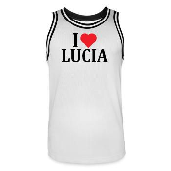 name t-shirt I love Lucia t-shirt gift idea - Men's Basketball Jersey - white/black - Front - AI Model Male 185 dark (185cm)