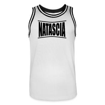 T-Shirt Natascia T-Shirt Geschenkidee - Männer Basketball-Trikot - Weiß/Schwarz - Vorne - AI Model Male 185 dark (185cm)