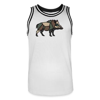 Low Poly géométrique de sanglier - Maillot de basket Homme - blanc/noir - Devant - AI Model Male 185 dark (185cm)