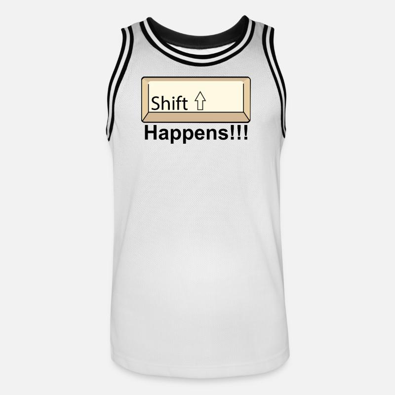 Shift Key Minimal Keyboard Design - Männer Basketball-Trikot - Weiß/Schwarz