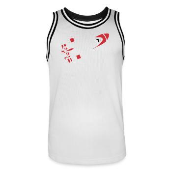 Abstract Rocket Silhouette - Men's Basketball Jersey - white/black - Front - AI Model Male 185 dark (185cm)