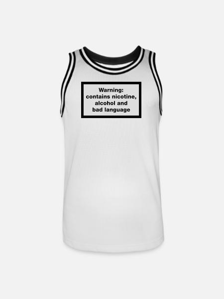 Warning: contains, nicotine, alcohol and bad - Men's Basketball Jersey - white/black
