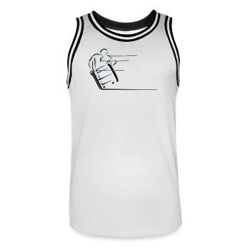 Fauteuil roulant sport vitesse - Maillot de basket Homme - blanc/noir - Devant - AI Model Male 185 dark (185cm)