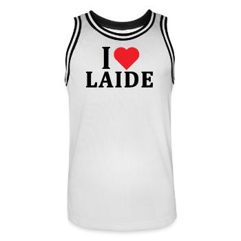 t-shirt I love Laide t-shirt gift idea - Men's Basketball Jersey - white/black - Front - AI Model Male 185 dark (185cm)