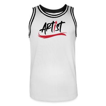 Icône d’art de logo de pinceau d’artiste icône de coup de pinceau - Maillot de basket Homme - blanc/noir - Devant - AI Model Male 185 dark (185cm)
