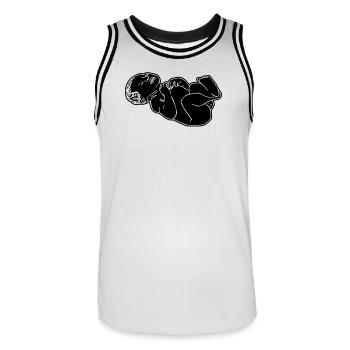 Illustration d’ombre de bébé nouveau-né - Maillot de basket Homme - blanc/noir - Devant - AI Model Male 185 dark (185cm)