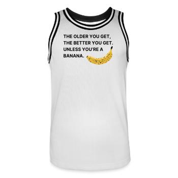 The older you get, the better you get. - Men's Basketball Jersey - white/black - Front - AI Model Male 185 dark (185cm)