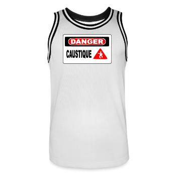 Panneau Danger Caustique - Maillot de basket Homme - blanc/noir - Devant - AI Model Male 185 dark (185cm)