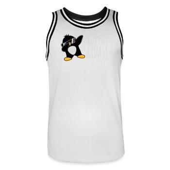 La récupération est la posture de danse du pingouin badabing - Maillot de basket Homme - blanc/noir - Devant - AI Model Male 185 dark (185cm)