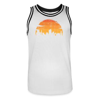 Sunset City Silhouette - Men's Basketball Jersey - white/black - Front - AI Model Male 185 dark (185cm)