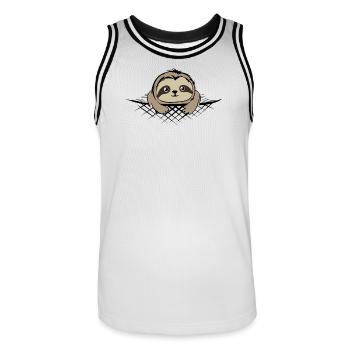 Sloth in pocket comic cartoon funny icon - Men's Basketball Jersey - white/black - Front - AI Model Male 185 dark (185cm)