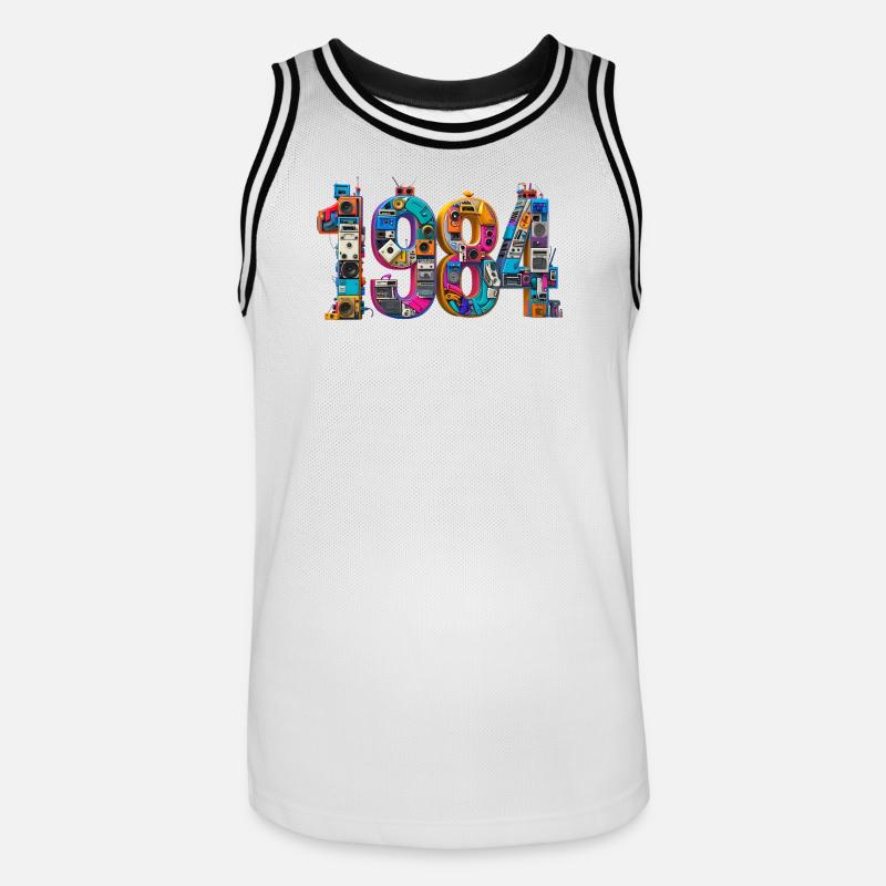 1984 – Abitur, Geburt oder Heirat  - Männer Basketball-Trikot - Weiß/Schwarz