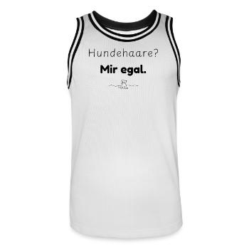 Hundehaare? Mir egal. Spruch für Hundemenschen - Männer Basketball-Trikot - Weiß/Schwarz - Vorne - AI Model Male 185 dark (185cm)