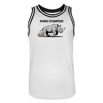 Nashorn-Stampede Wildnashorn - Männer Basketball-Trikot - Weiß/Schwarz - Vorne - AI Model Male 185 dark (185cm)