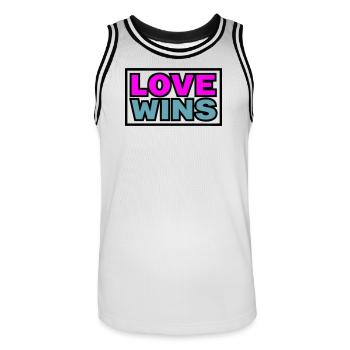 Love Wins Quote Graphic - Men's Basketball Jersey - white/black - Front - AI Model Male 185 dark (185cm)