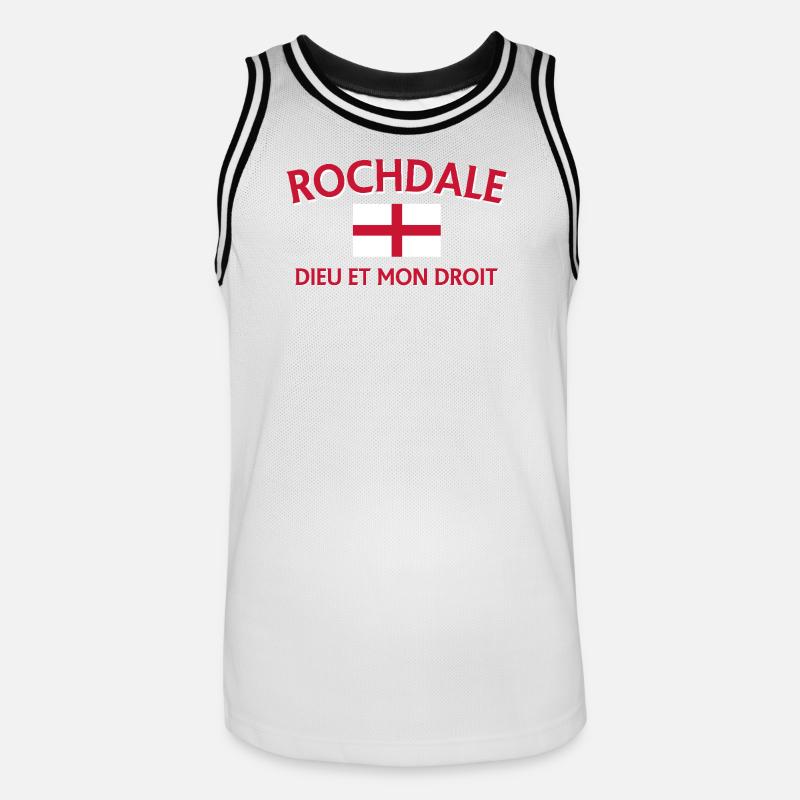 Devise du drapeau anglais de Rochdale - Maillot de basket Homme - blanc/noir