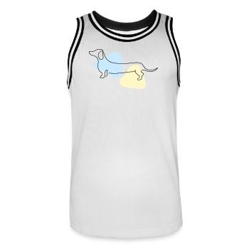 Art au trait Teckel pastel - Maillot de basket Homme - blanc/noir - Devant - AI Model Male 185 dark (185cm)