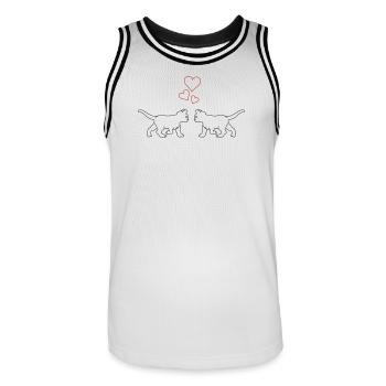 Chats amoureux - Maillot de basket Homme - blanc/noir - Devant - AI Model Male 185 dark (185cm)