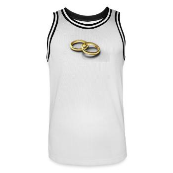 anneaux de mariage - Maillot de basket Homme - blanc/noir - Devant - AI Model Male 185 dark (185cm)