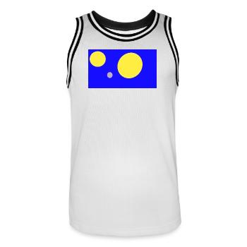 Géométrie bleue : Cercles - Maillot de basket Homme - blanc/noir - Devant - AI Model Male 185 dark (185cm)