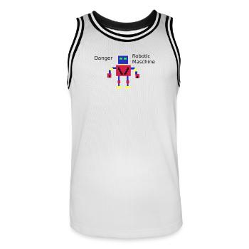 Pixelroboter  - Männer Basketball-Trikot - Weiß/Schwarz - Vorne - AI Model Male 185 dark (185cm)
