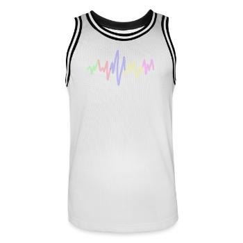 Regenbogen Klangwelle,Music waves - Männer Basketball-Trikot - Weiß/Schwarz - Vorne - AI Model Male 185 dark (185cm)