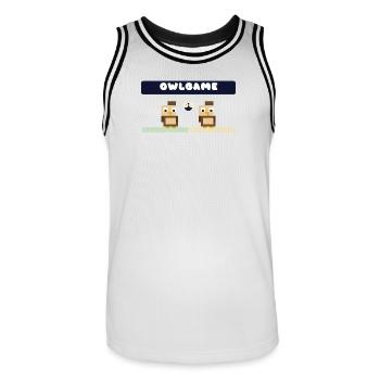 Jeu de la chouette Duo Pixel - Maillot de basket Homme - blanc/noir - Devant - AI Model Male 185 dark (185cm)