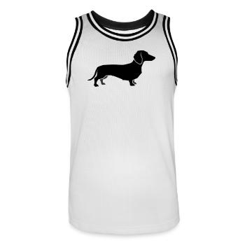 Silhouette du teckel - Maillot de basket Homme - blanc/noir - Devant - AI Model Male 185 dark (185cm)