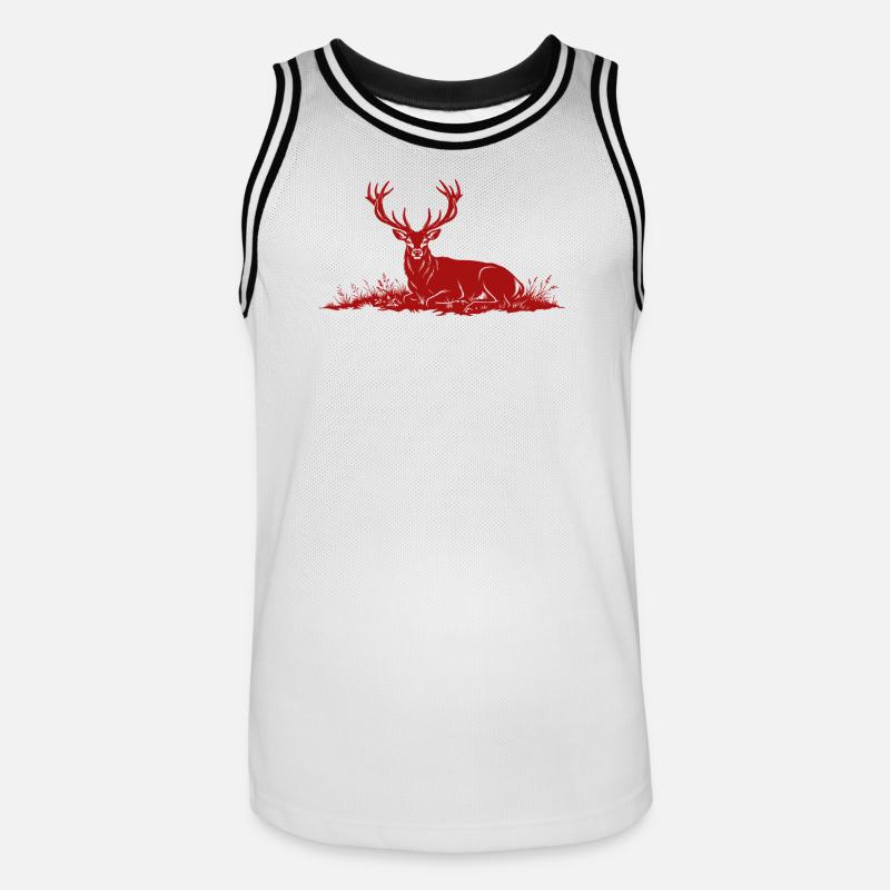 Cervi - Maglia da basket per uomo - bianco/nero