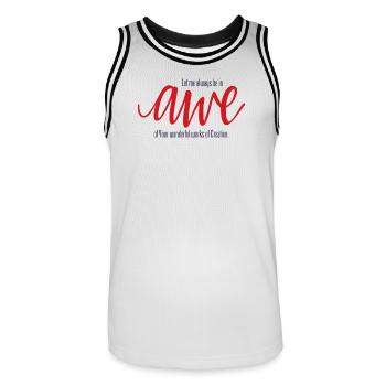 Awe - Men's Basketball Jersey - white/black - Front - AI Model Male 185 dark (185cm)