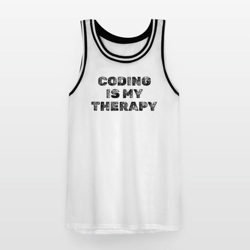 Coding Is My Therapy Developer Saying Men's Basketball Jersey