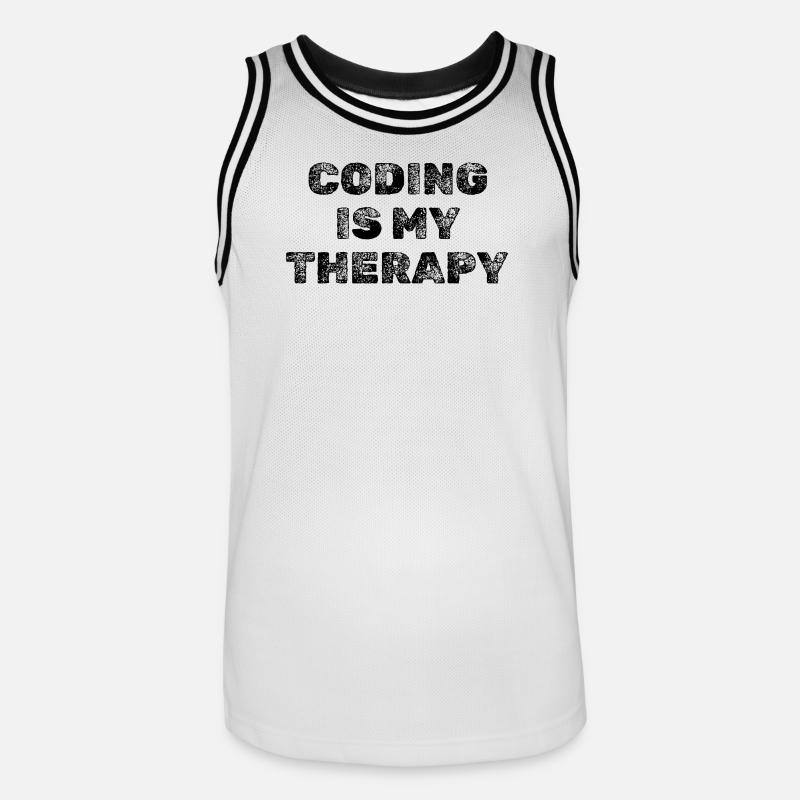 Coding Is My Therapy Developer Saying - Men's Basketball Jersey - white/black