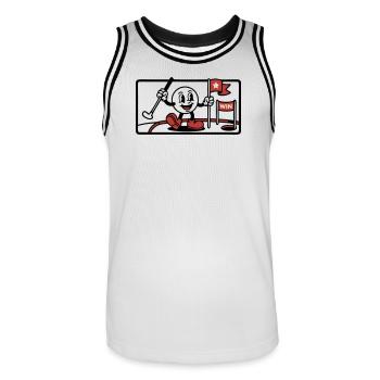 Minigolf Retro Cartoon Golfball JGA Team - Men's Basketball Jersey - white/black - Front - AI Model Male 185 dark (185cm)