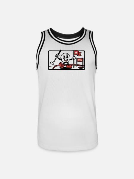 Minigolf Retro Cartoon Golfball JGA Team - Men's Basketball Jersey - white/black