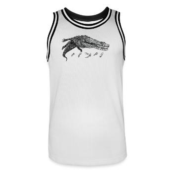 Schwimmendes Krokodil - Männer Basketball-Trikot - Weiß/Schwarz - Vorne - AI Model Male 185 dark (185cm)