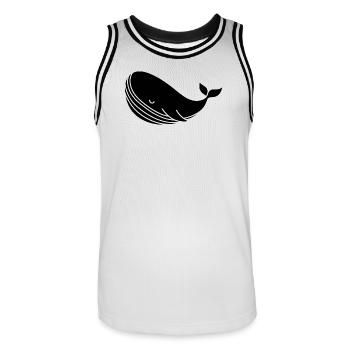 Silhouette de baleine : motif marin minimaliste - Maillot de basket Homme - blanc/noir - Devant - AI Model Male 185 dark (185cm)