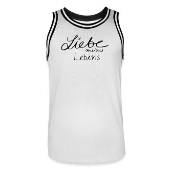 love of my life - Men's Basketball Jersey - white/black - Front - AI Model Male 185 dark (185cm)