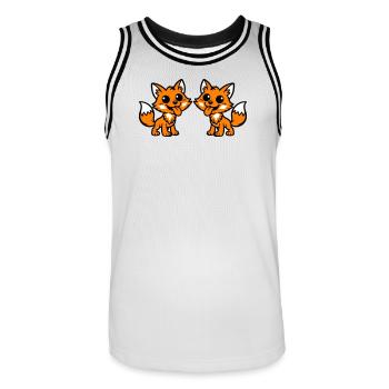 Fuchs Paar - Männer Basketball-Trikot - Weiß/Schwarz - Vorne - AI Model Male 185 dark (185cm)