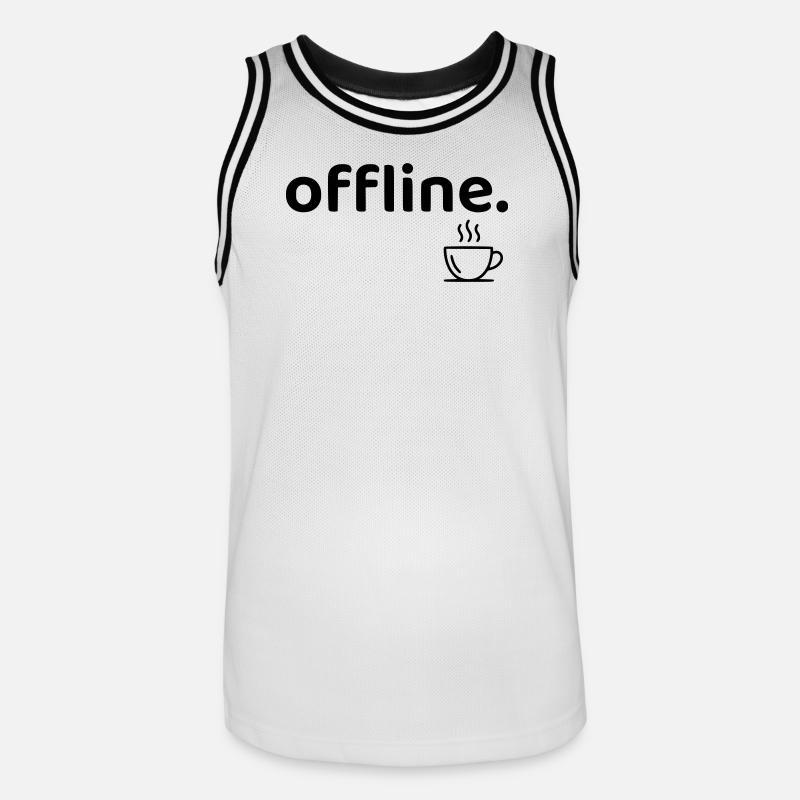 Offline minimalistisches Kaffee-Hemd - Männer Basketball-Trikot - Weiß/Schwarz