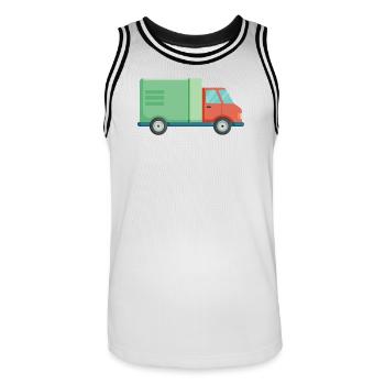 Lieferauto - Männer Basketball-Trikot - Weiß/Schwarz - Vorne - AI Model Male 185 dark (185cm)