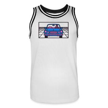 Retro Auto Miami Logo - Männer Basketball-Trikot - Weiß/Schwarz - Vorne - AI Model Male 185 dark (185cm)