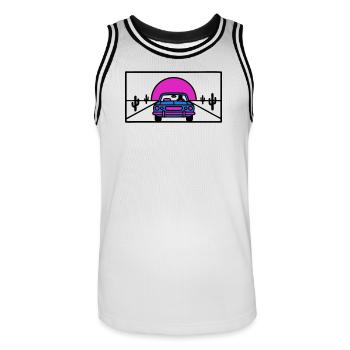 Wueste Highway Auto Logo - Männer Basketball-Trikot - Weiß/Schwarz - Vorne - AI Model Male 185 dark (185cm)