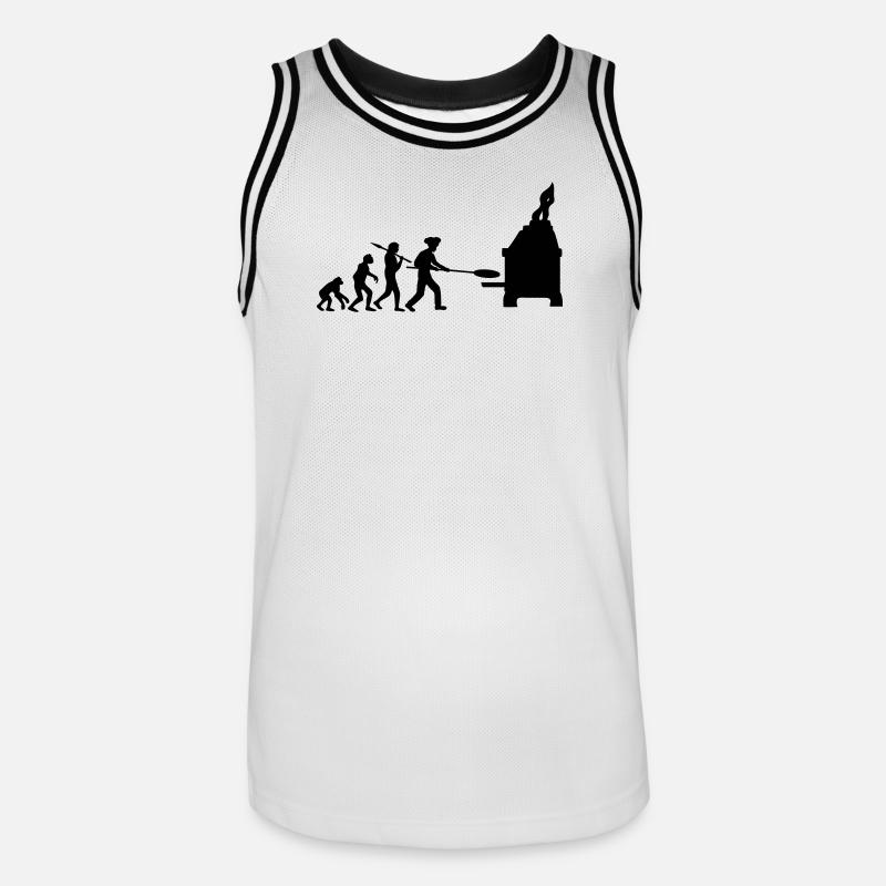 Evolution Pizza Bäcker - Männer Basketball-Trikot - Weiß/Schwarz