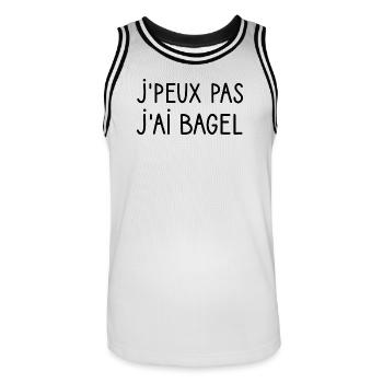 T-shirt j'peux pas j'ai Bagel idéecadeau humour - Maillot de basket Homme - blanc/noir - Devant - AI Model Male 185 dark (185cm)