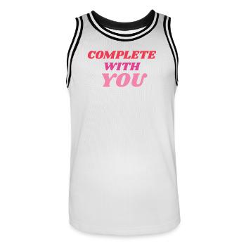 Vollständig mit Dir Romantic Statement - Männer Basketball-Trikot - Weiß/Schwarz - Vorne - AI Model Male 185 dark (185cm)