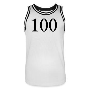 100. 100 ANS. 100e ANNIVERSAIRE. ANNIVERSAIRE 100  - Maillot de basket Homme - blanc/noir - Devant - AI Model Male 185 dark (185cm)